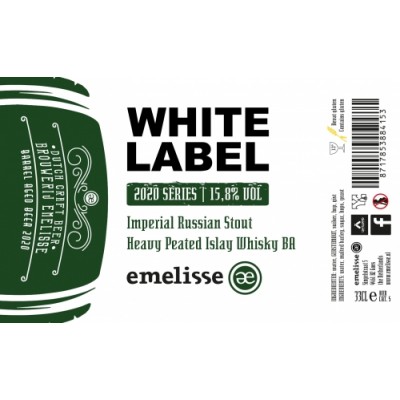 White Label Imperial Russian Stout Heavy Peated Islay Whisky BA 2020, 15,8% - 33cl (Brouwerij Emelisse)