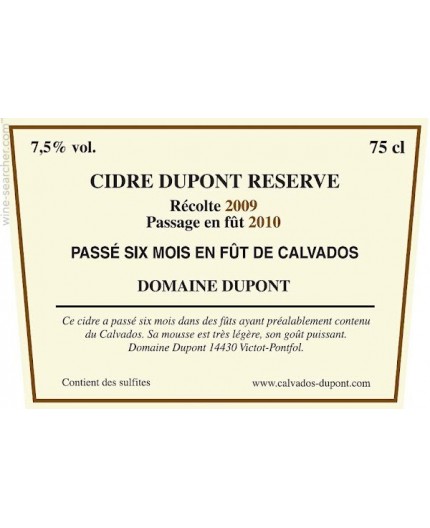 Cidre Reserve barrique calvados - 7,5% 75cl (DUPONT)